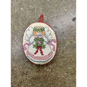 Vintage Handmade Crewel Angel Christmas Tree‎ Ornament Completed